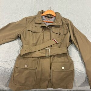 Tommy Hilfiger Waterproof Utility Jacket Raincoat Light Fit Olive Green Size L